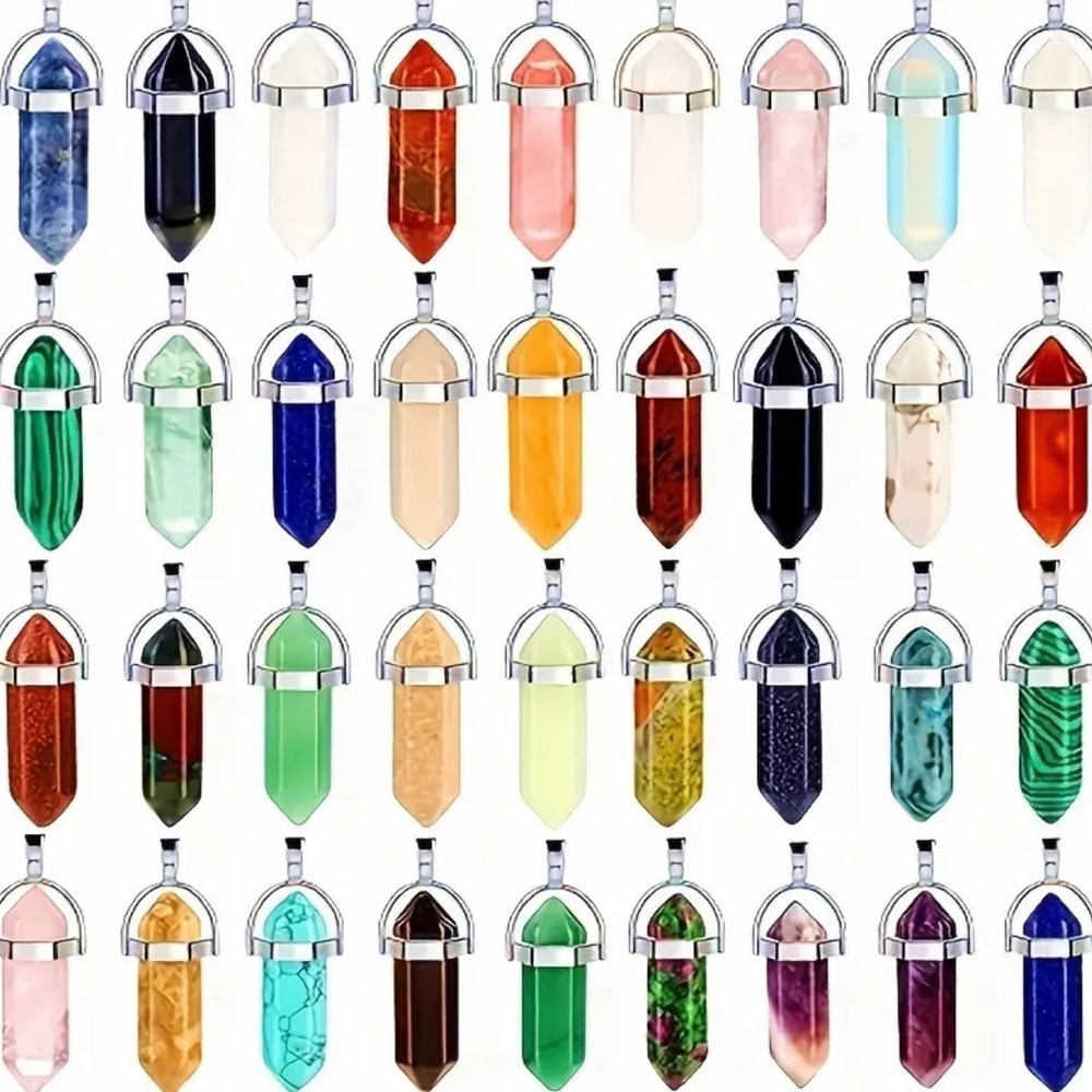 ⭐️ 5 for $25 Hexagonal Crystal Pendant Necklace Black Braided Cord - Picture 7 of 8